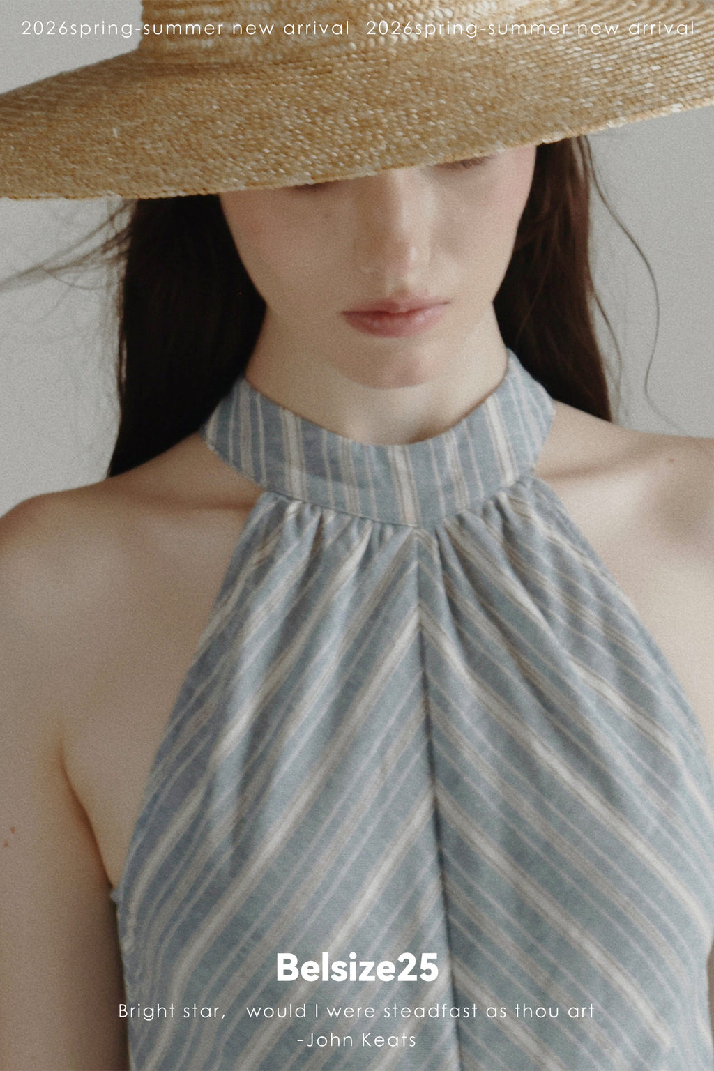 Blue Stripe Halter Neck Ruched Maxi Dress
