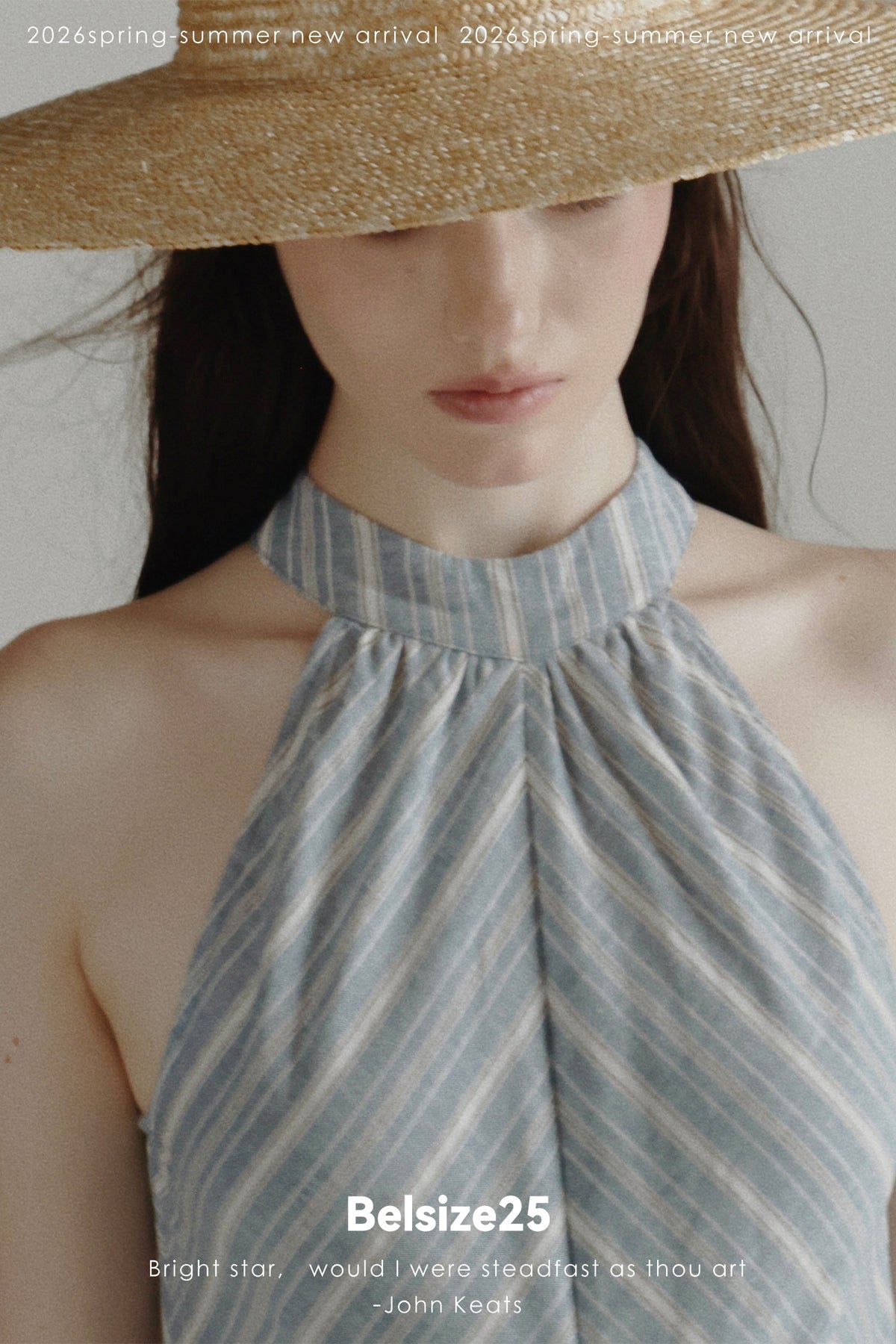 Blue Stripe Halter Neck Ruched Maxi Dress