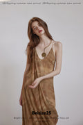 Lumen Printing Smoky Oud draped draped silk exclusive printed resort dress