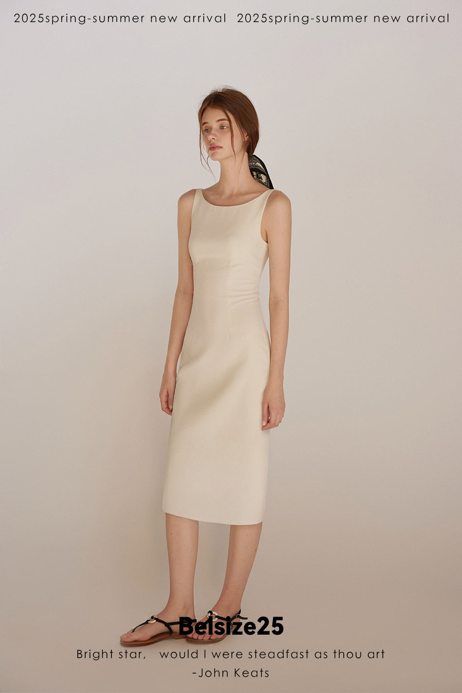 O2O Series Office to Off-duty Acetate off-shoulder sleeveless dress