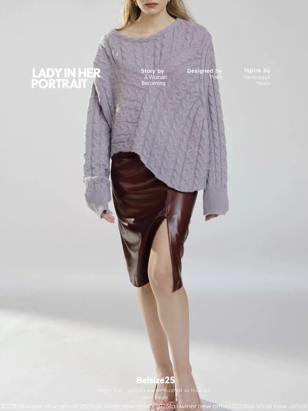Lavender Cable Knit Asymmetric Jumper