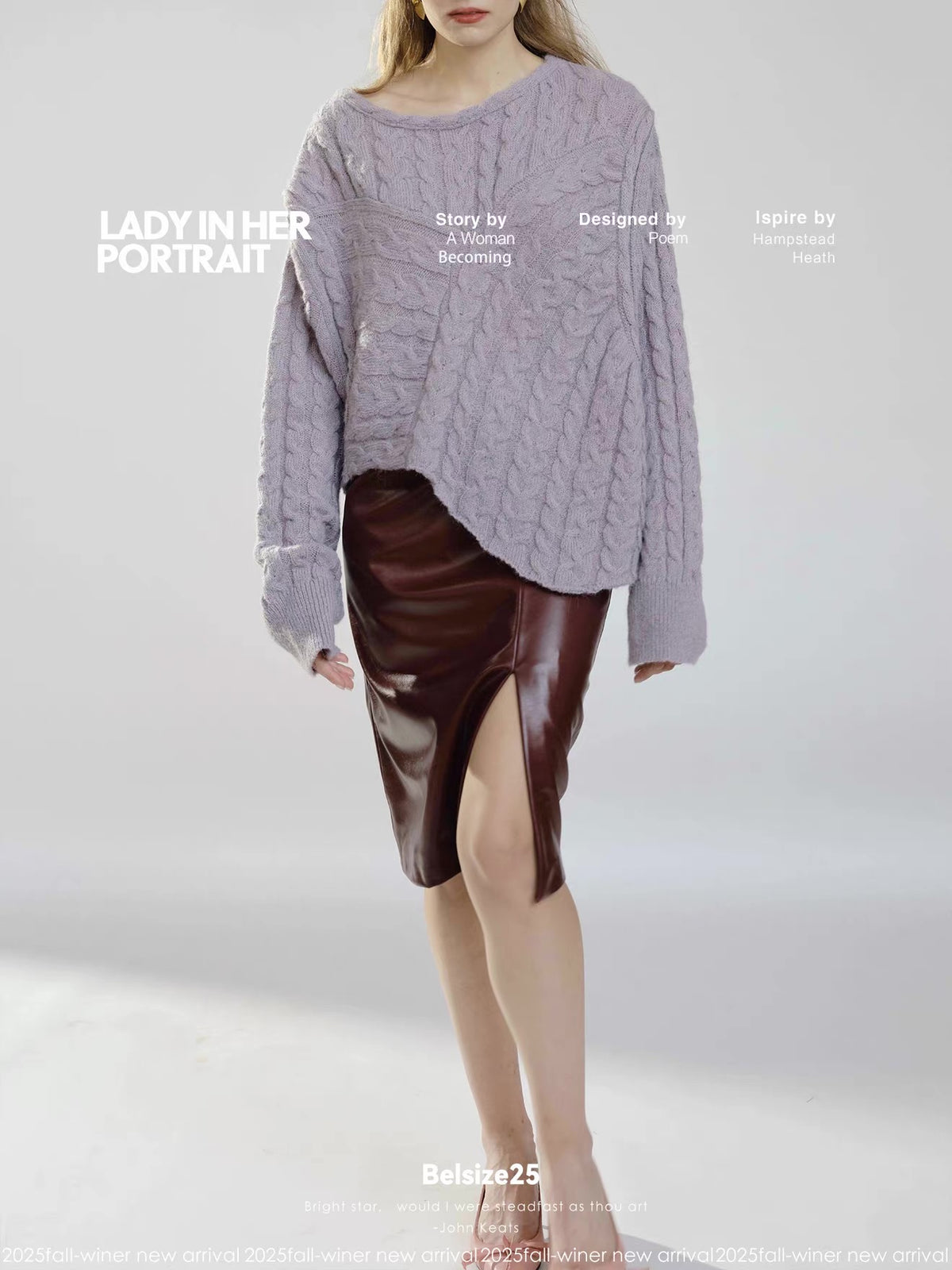 Lavender Cable Knit Asymmetric Jumper