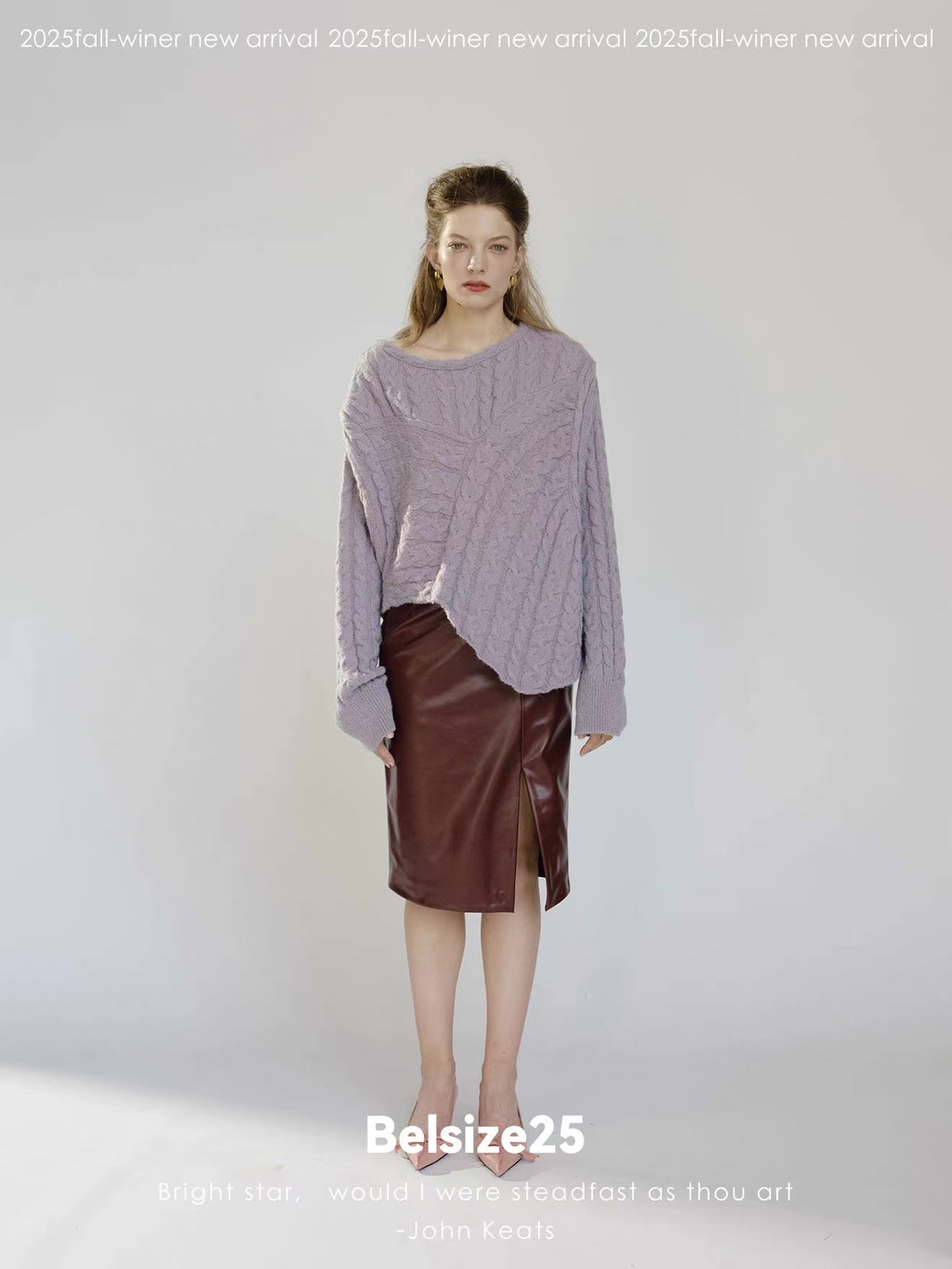 Lavender Cable Knit Asymmetric Jumper