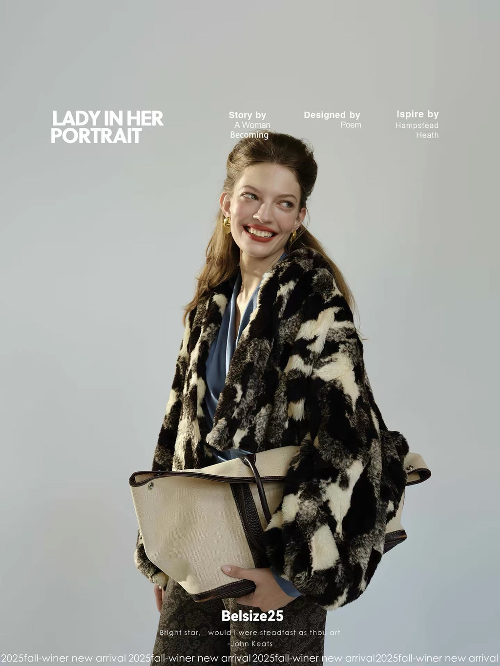 Black & Ivory Abstract Faux Fur Jacket