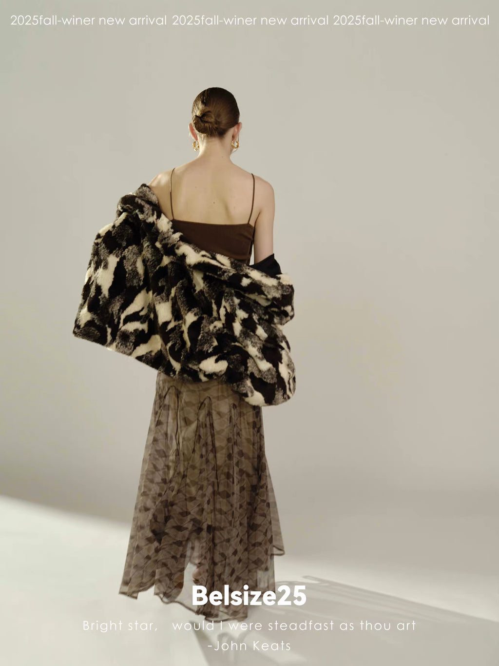 Black & Ivory Abstract Faux Fur Jacket
