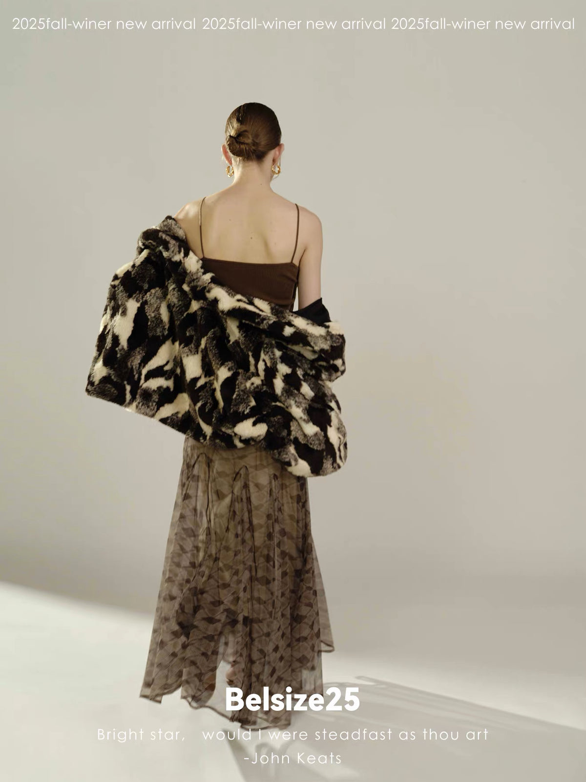 Black & Ivory Abstract Faux Fur Jacket