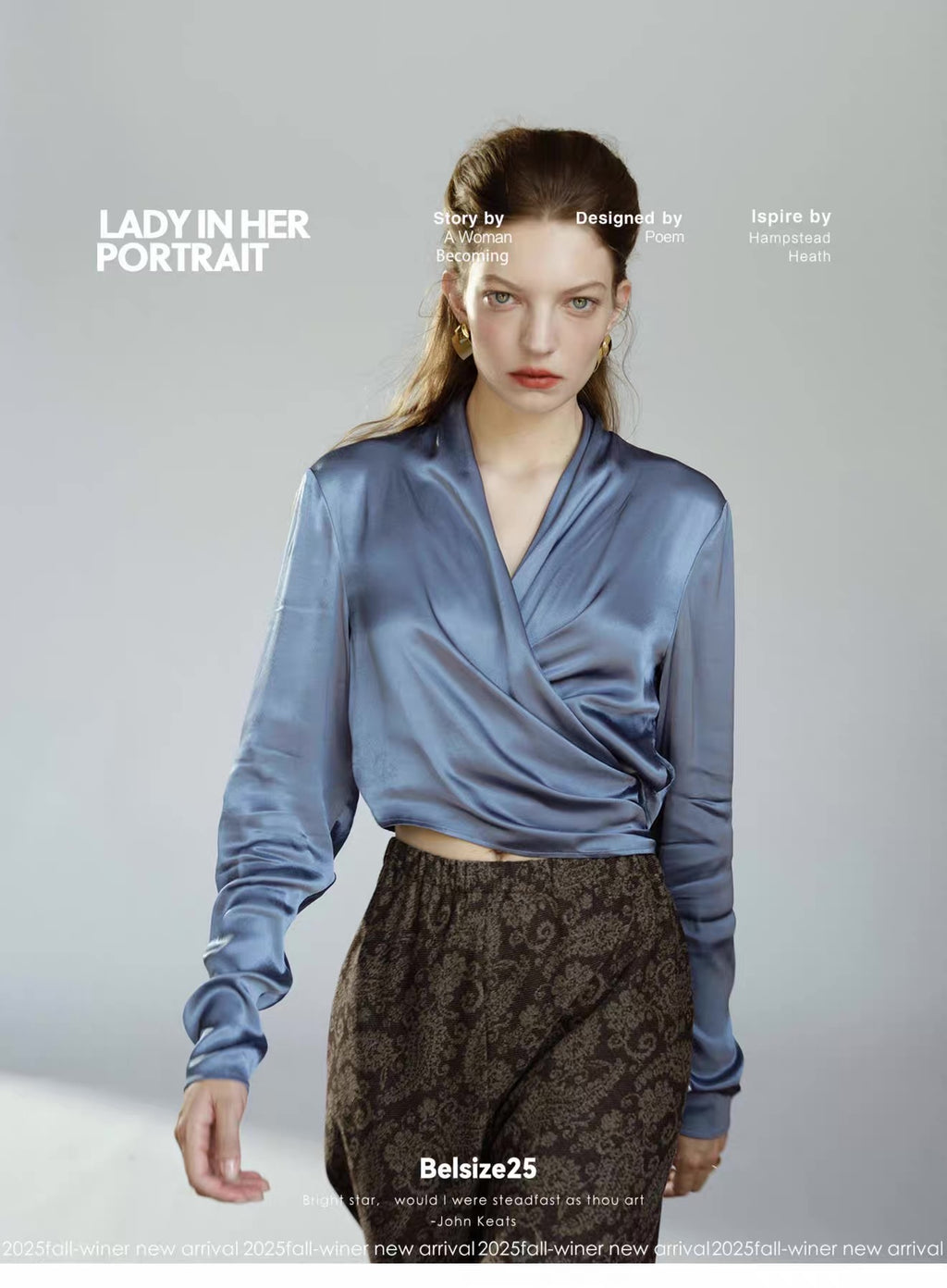 Sage Blue Draped Wrap Top