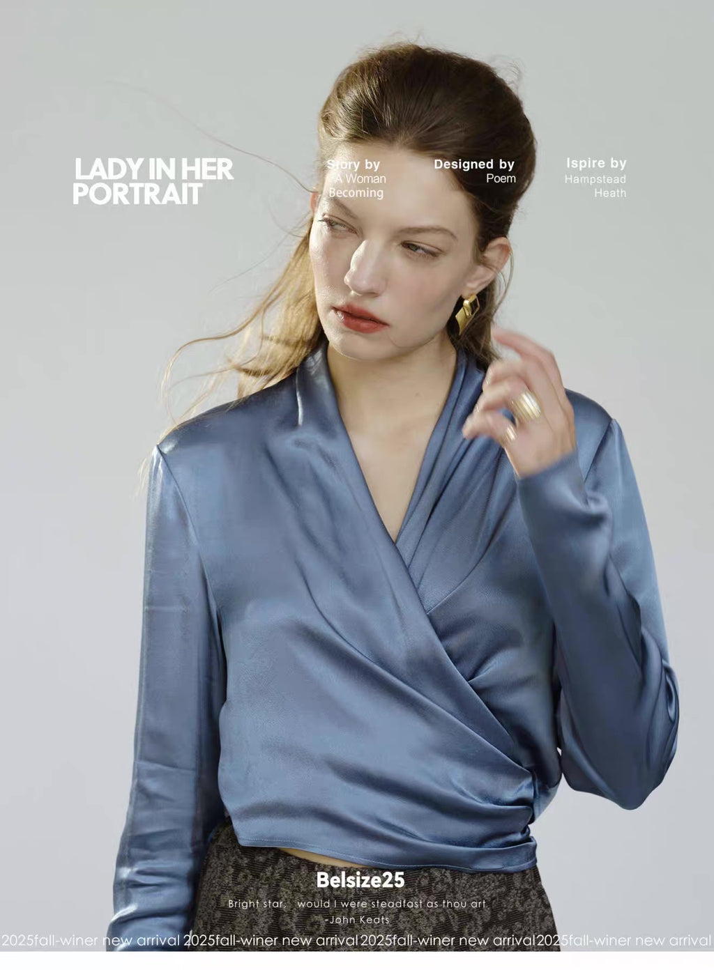 Sage Blue Draped Wrap Top