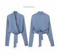 Sage Blue Draped Wrap Top