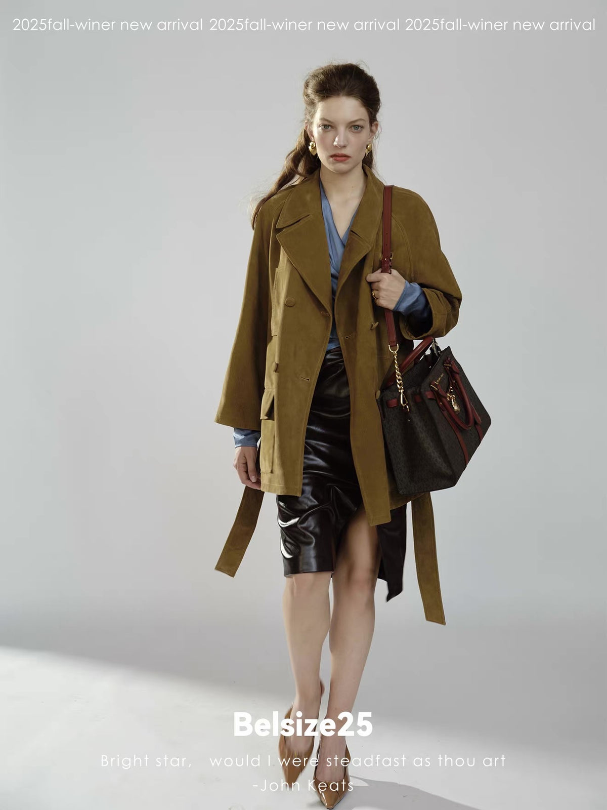 Sculpted Draped Faux Leather Midi Skirt