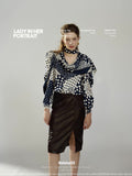 Sculpted Draped Faux Leather Midi Skirt