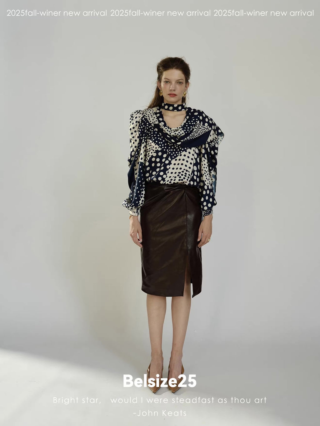 Sculpted Draped Faux Leather Midi Skirt