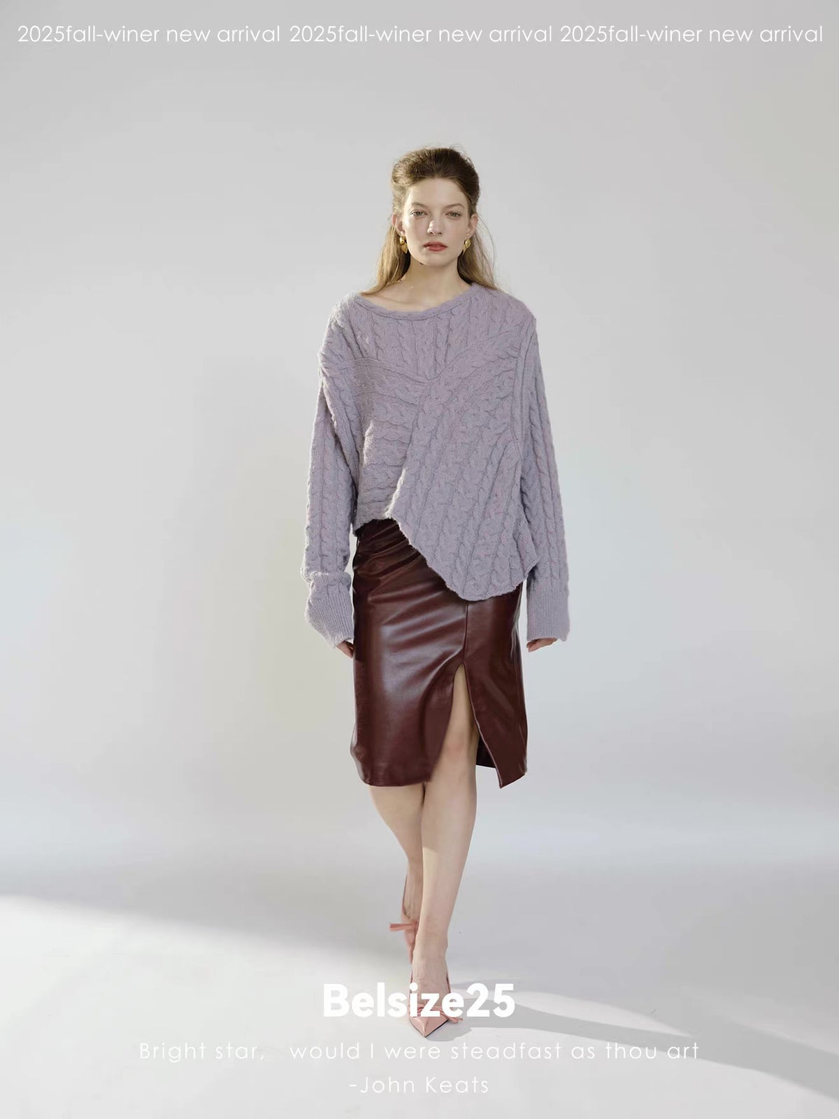 Sculpted Draped Faux Leather Midi Skirt