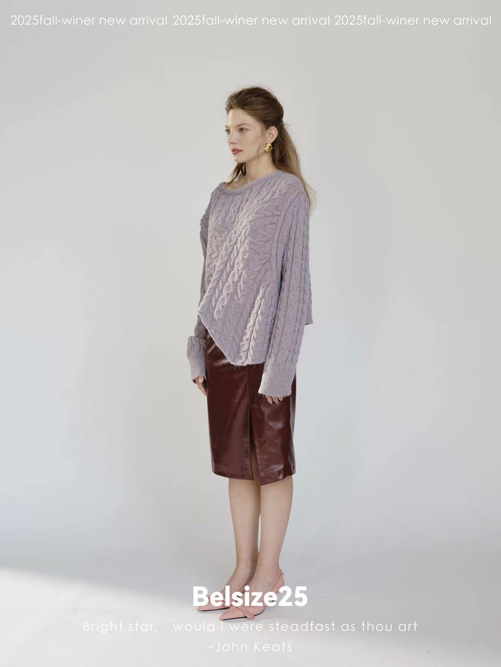 Sculpted Draped Faux Leather Midi Skirt