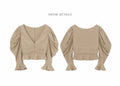 Taupe Ruched Puff Sleeve Cropped Top