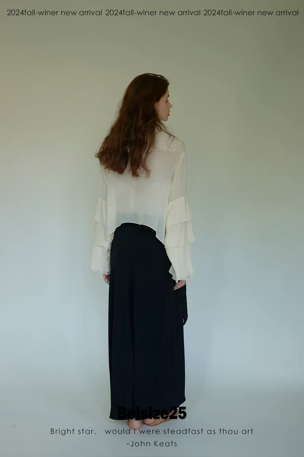 Lily Shirt – Ruffle Trim Silk Chiffon Flared Sleeve Blouse