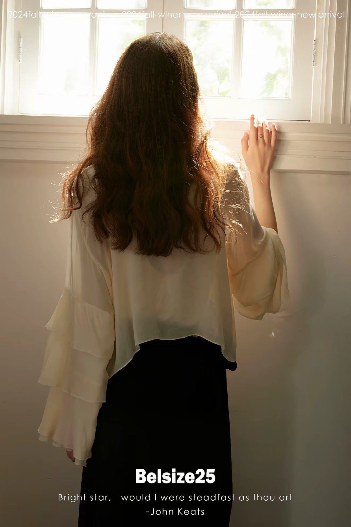 Lily Shirt – Ruffle Trim Silk Chiffon Flared Sleeve Blouse