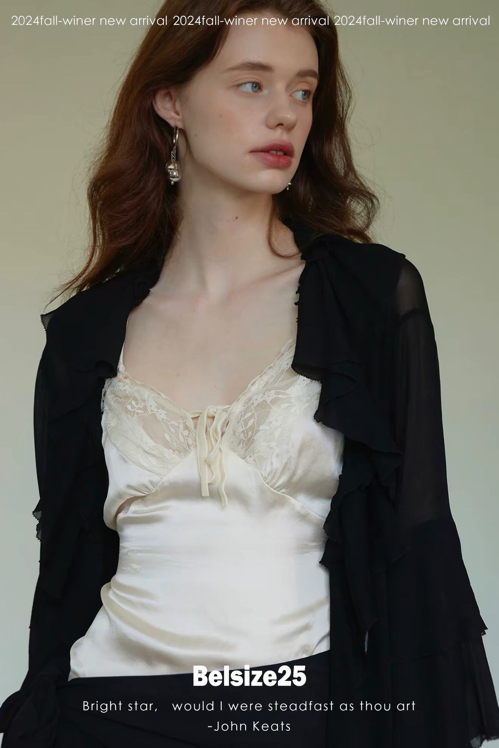 Lily Shirt – Ruffle Trim Silk Chiffon Flared Sleeve Blouse