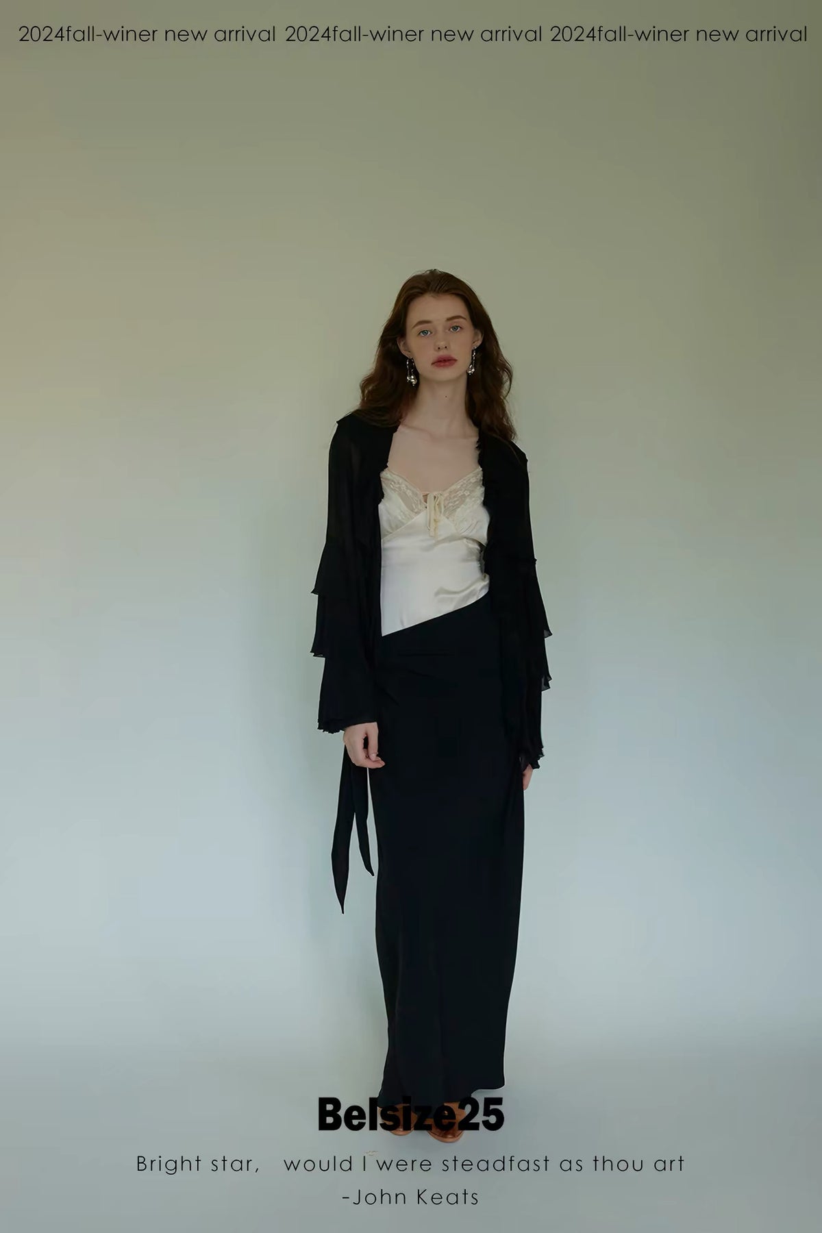 Lily Shirt – Ruffle Trim Silk Chiffon Flared Sleeve Blouse