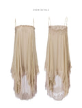 Moonlight Dress – Two-Tone Layered Lace Slip Dress with Asymmetric Lace Trim