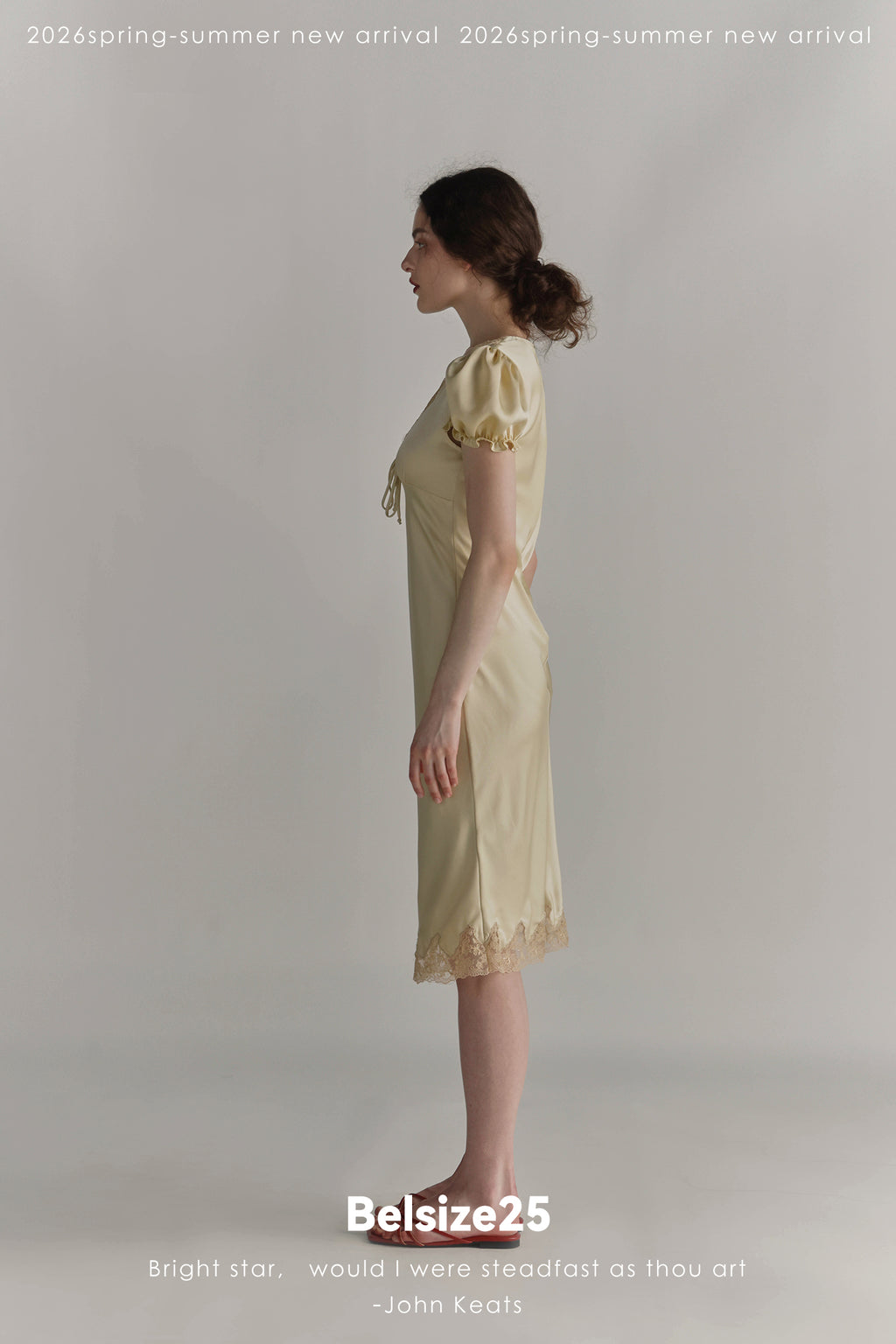 Buttercream Lace Trim Puff Sleeve Midi Dress