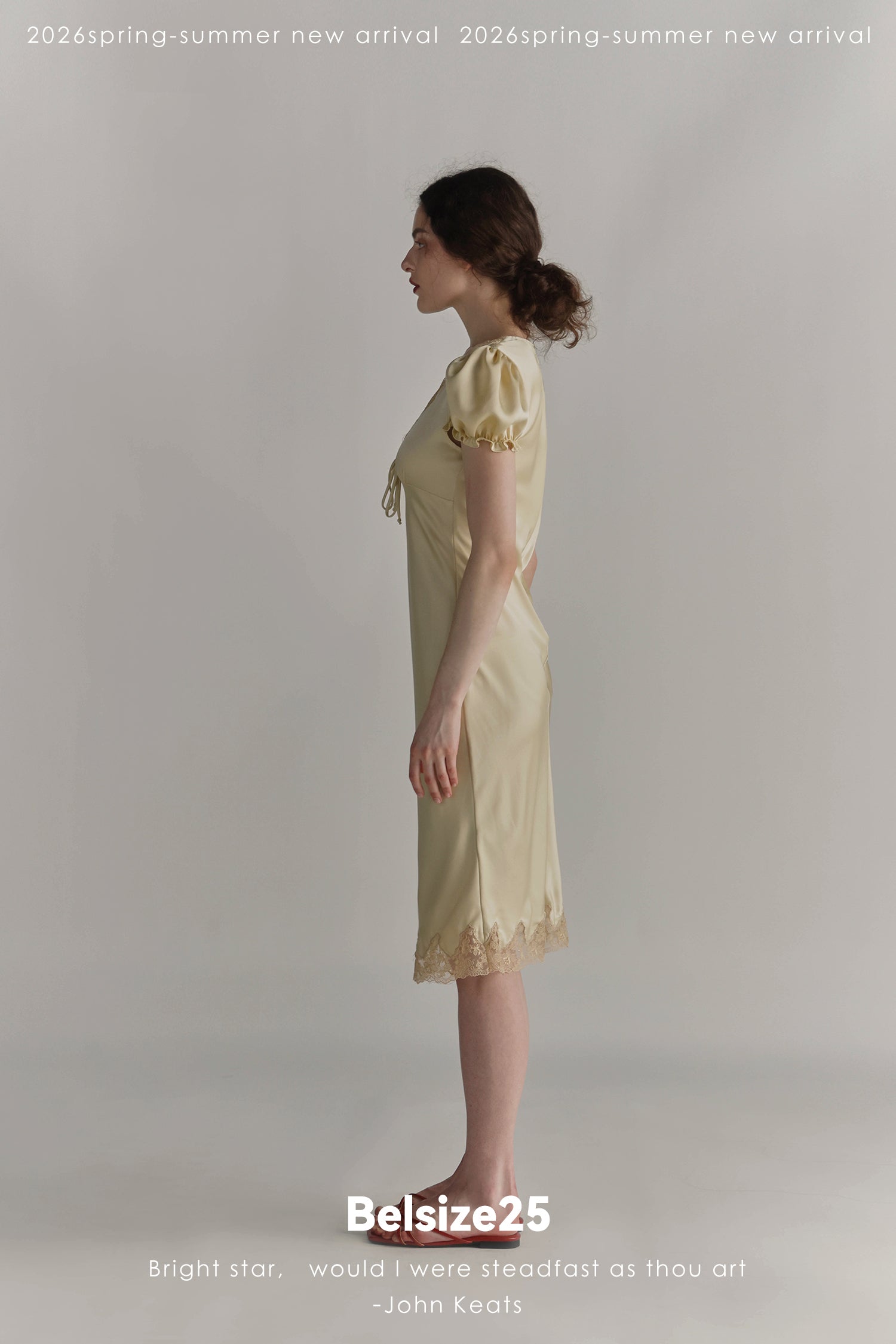 Buttercream Lace Trim Puff Sleeve Midi Dress