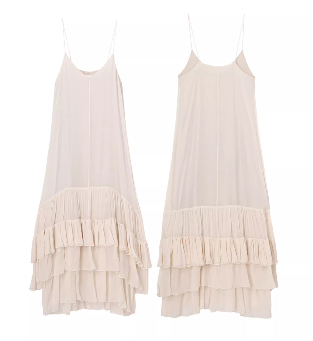 Layers dress Pure mulberry silk halter dress with an intricate hem