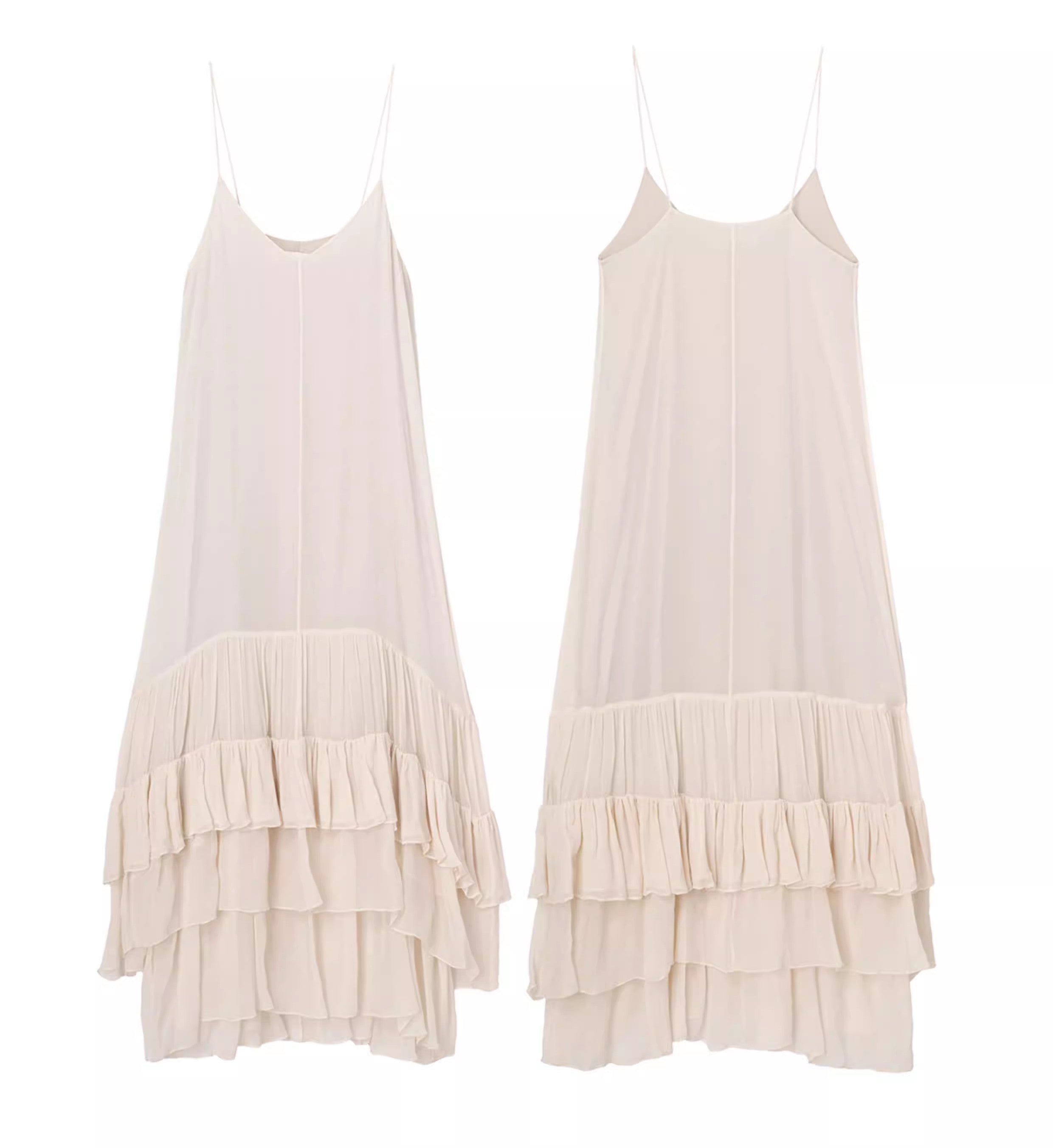 Layers dress Pure mulberry silk halter dress with an intricate hem