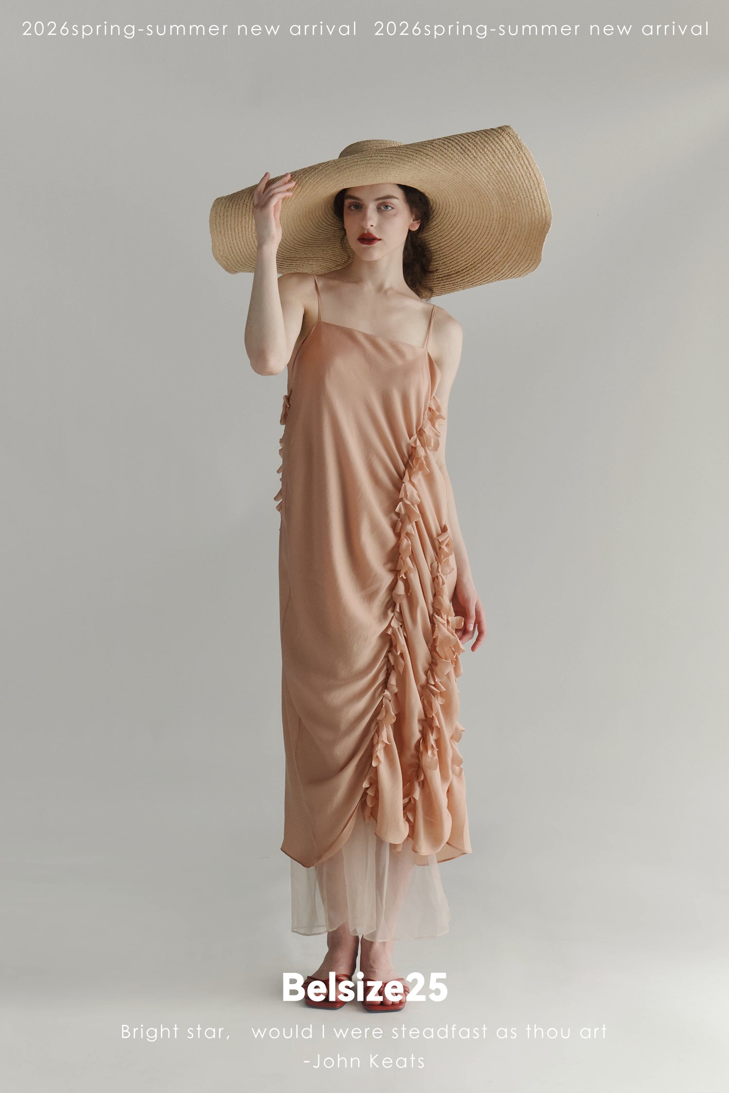 Sea Foam Ruffle Silk Dress