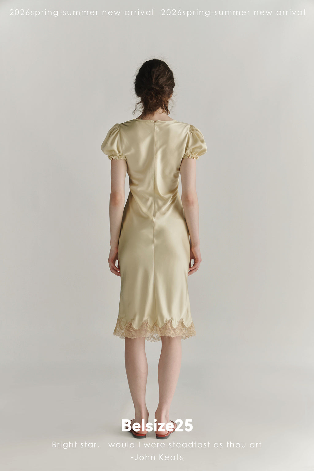 Buttercream Lace Trim Puff Sleeve Midi Dress