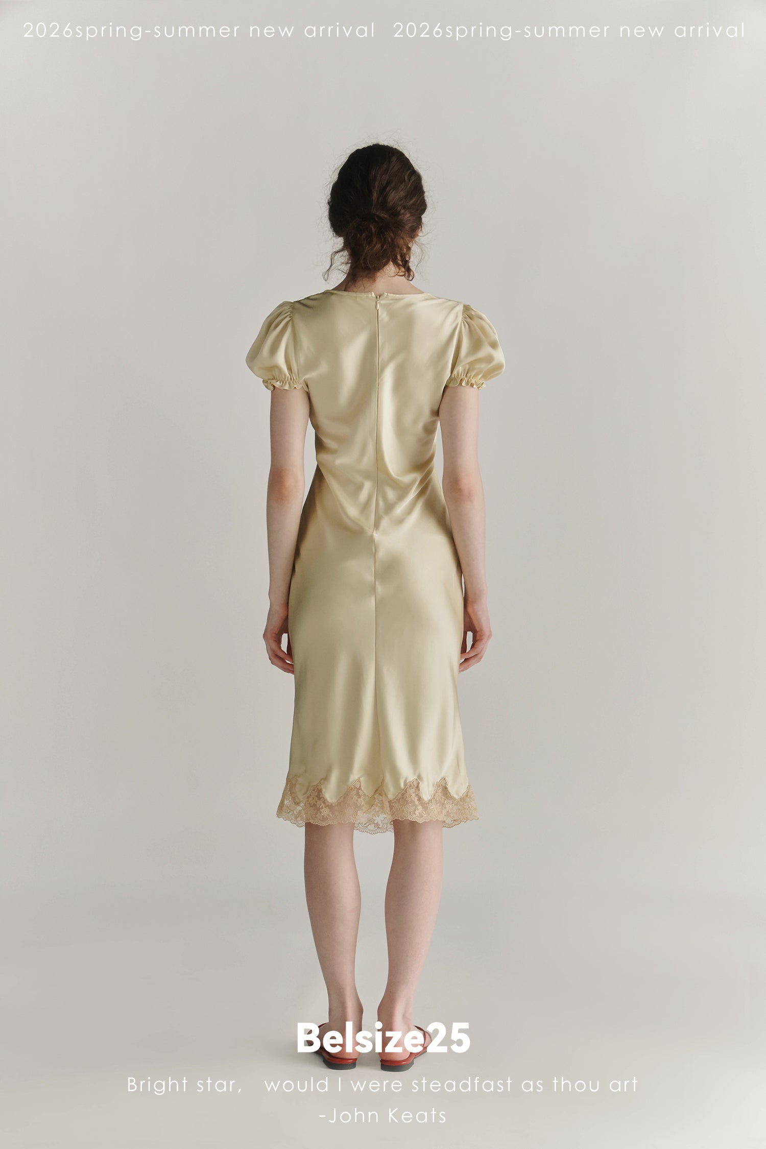 Buttercream Lace Trim Puff Sleeve Midi Dress