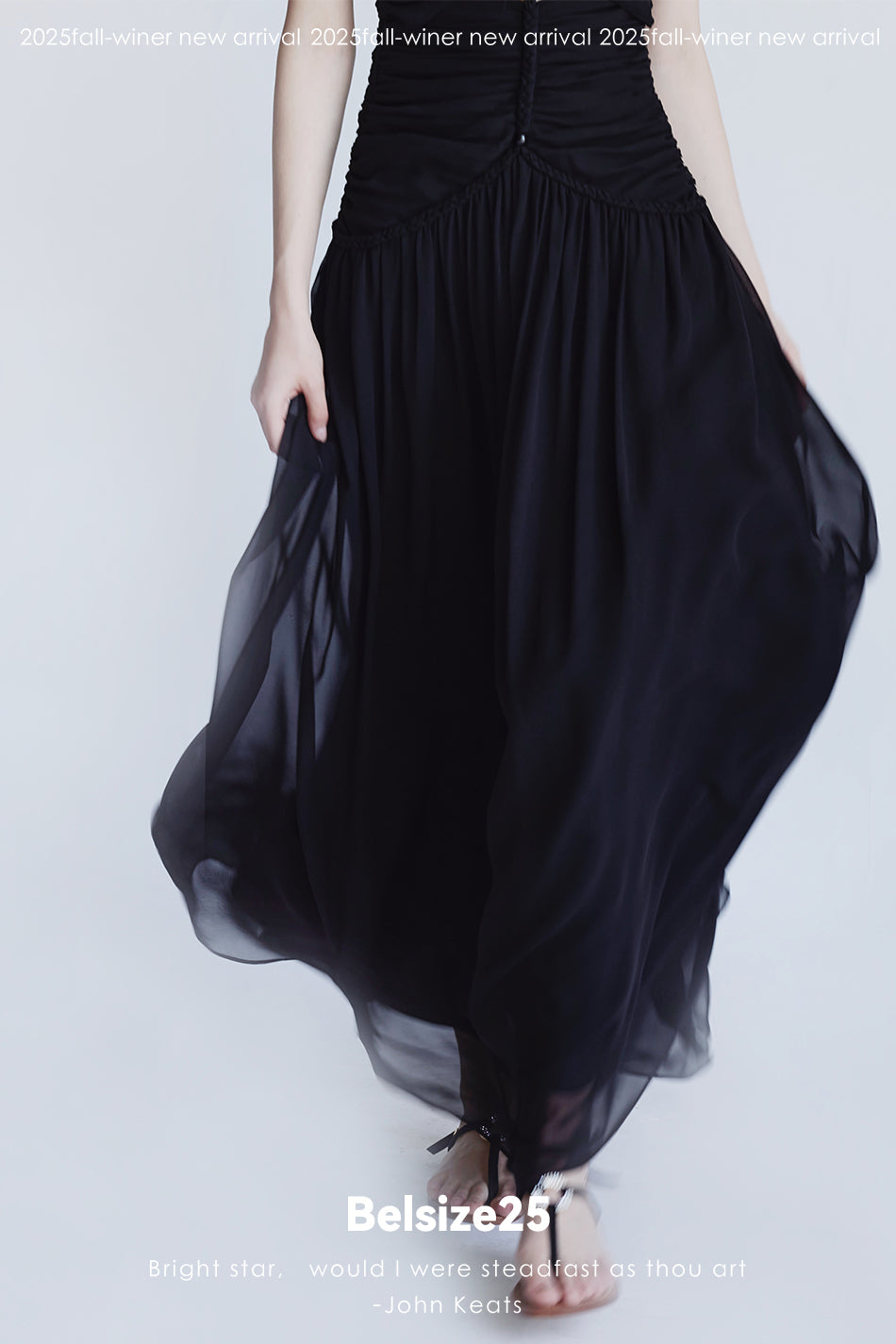 Silent Mode Series Silk resort dress with hand-woven rope floor-length straps