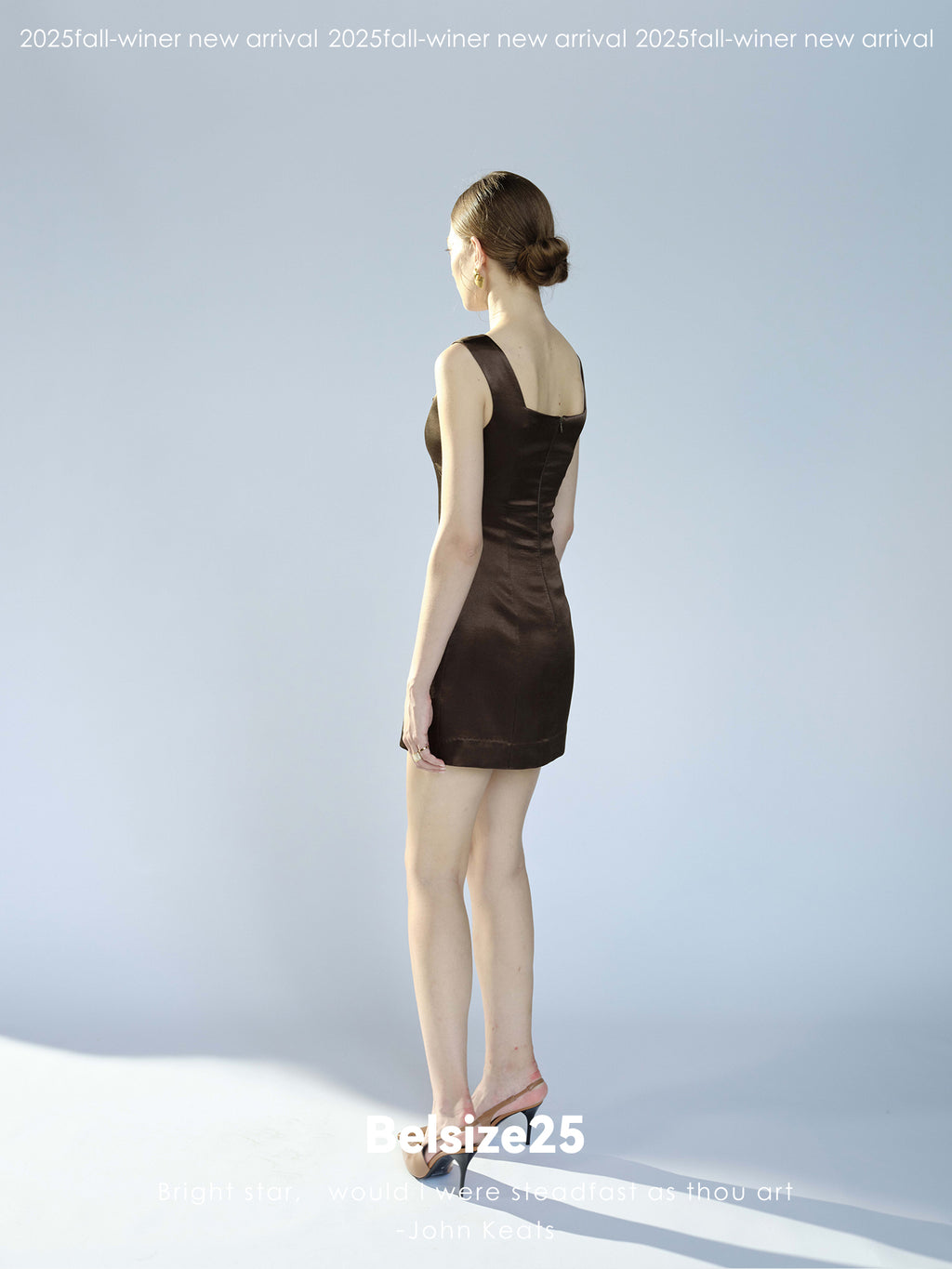Golden Time Heavyweight satin super slim-fit three-dimensional segmented square neck mini skirt