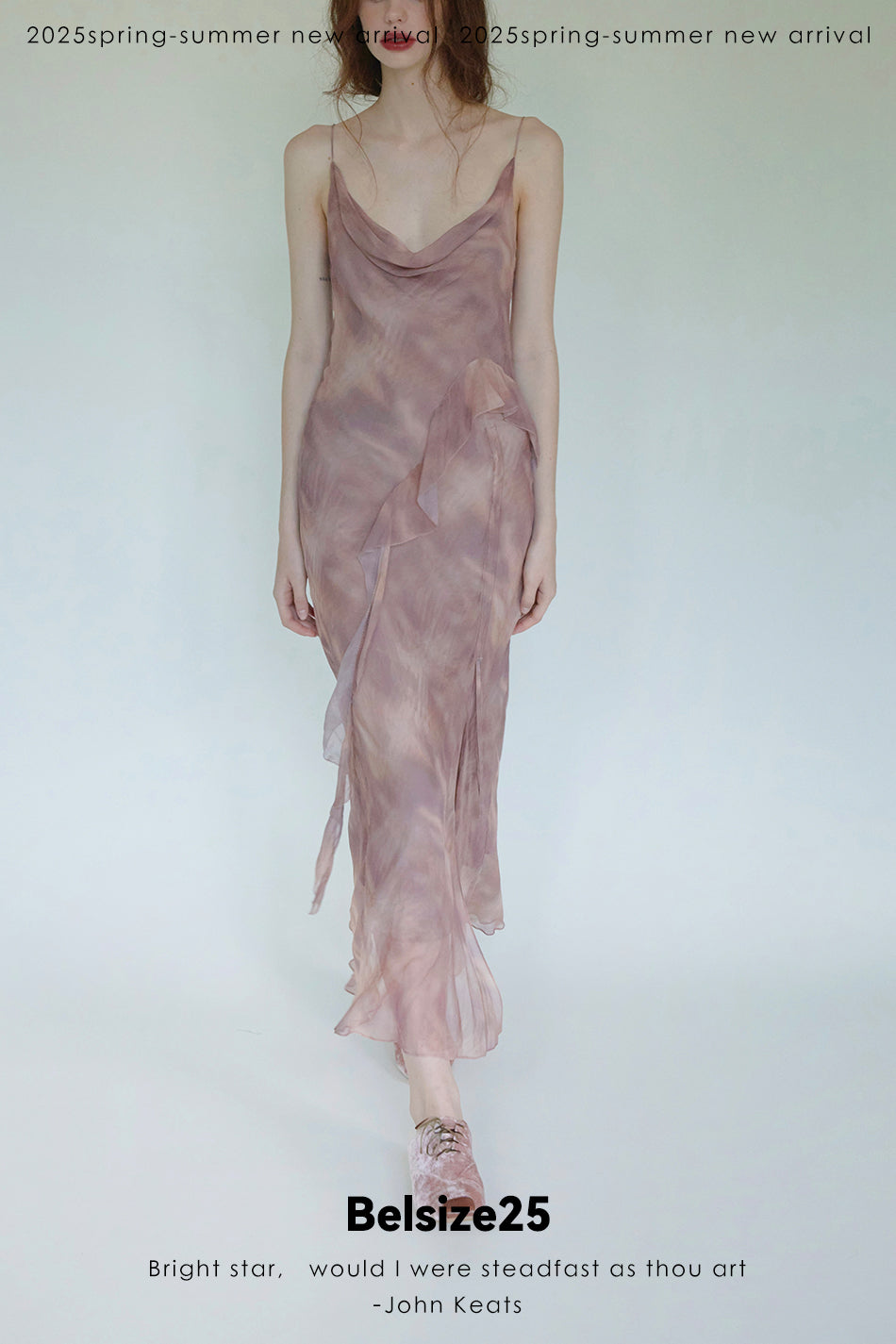 Lumen Printing—Nude Pink Long and short deconstructed slip dress