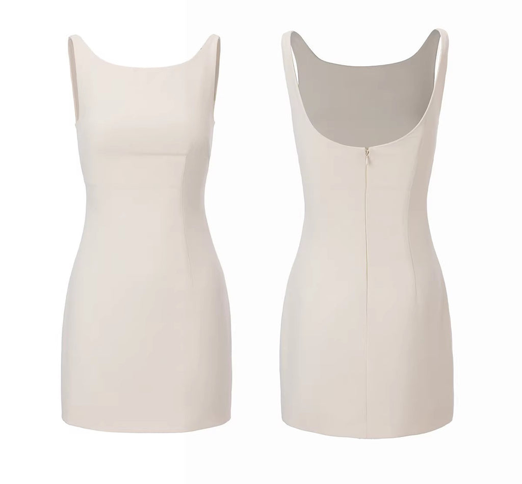 O2O Series Office to Off-duty Acetate off-shoulder sleeveless dress