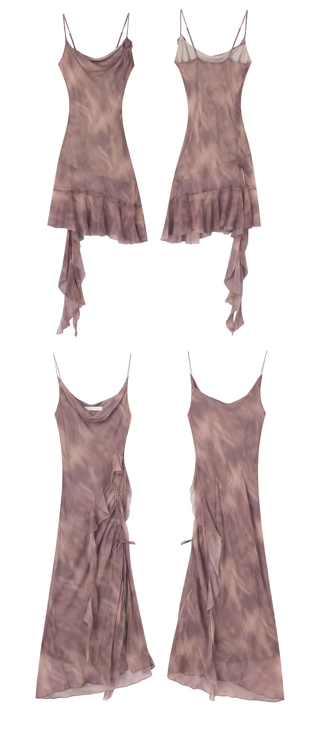 Lumen Printing—Nude Pink Long and short deconstructed slip dress