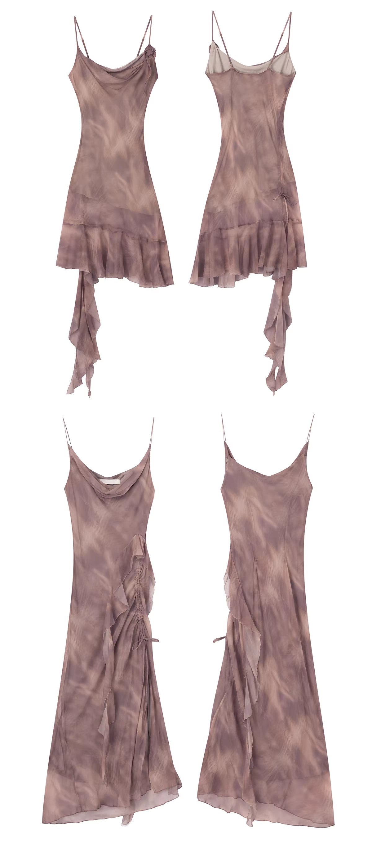 Lumen Printing—Nude Pink Long and short deconstructed slip dress