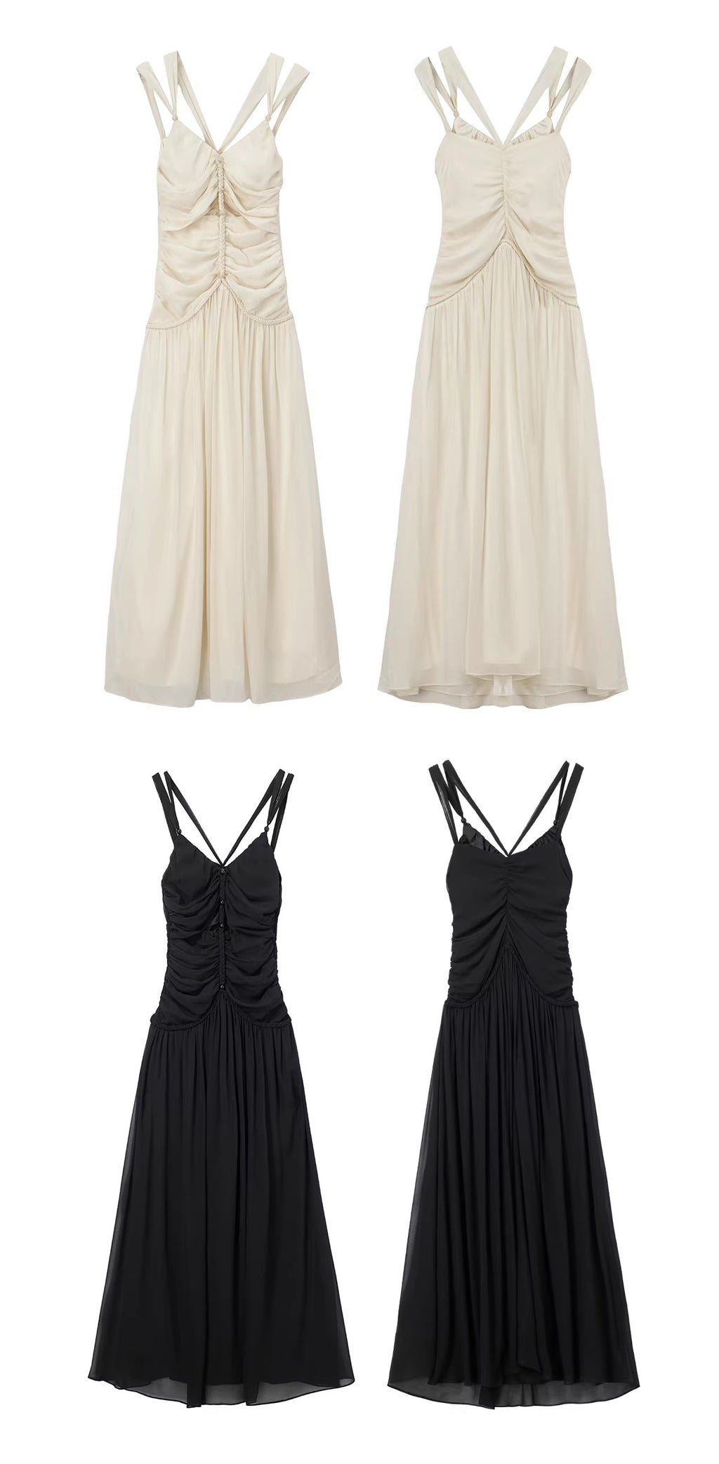 Silent Mode Series Silk resort dress with hand-woven rope floor-length straps