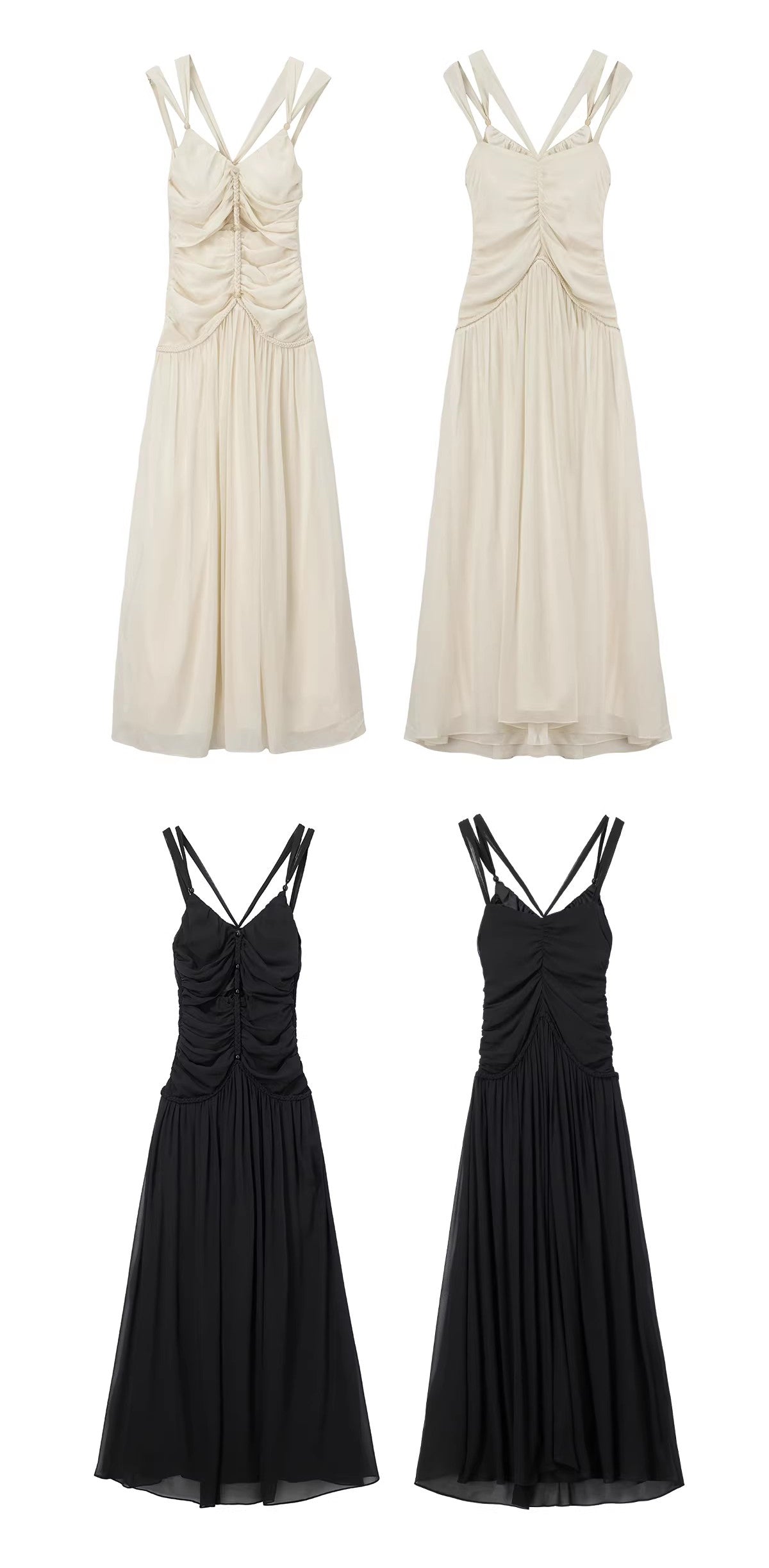 Silent Mode Series Silk resort dress with hand-woven rope floor-length straps