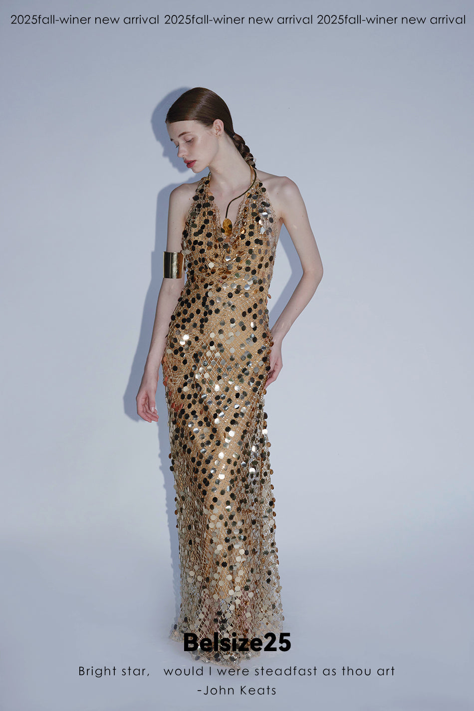 Mayfair Series 2 Heavy-duty mesh sequin halter neck evening gown