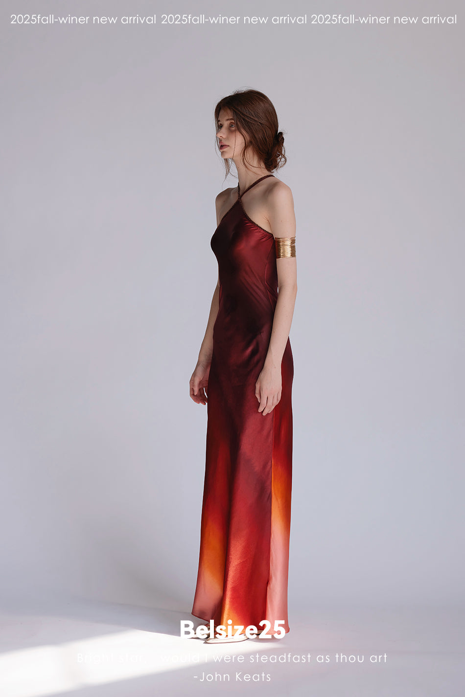 Flash Dress Exclusive gradient print halter neck gown made of heavyweight silk
