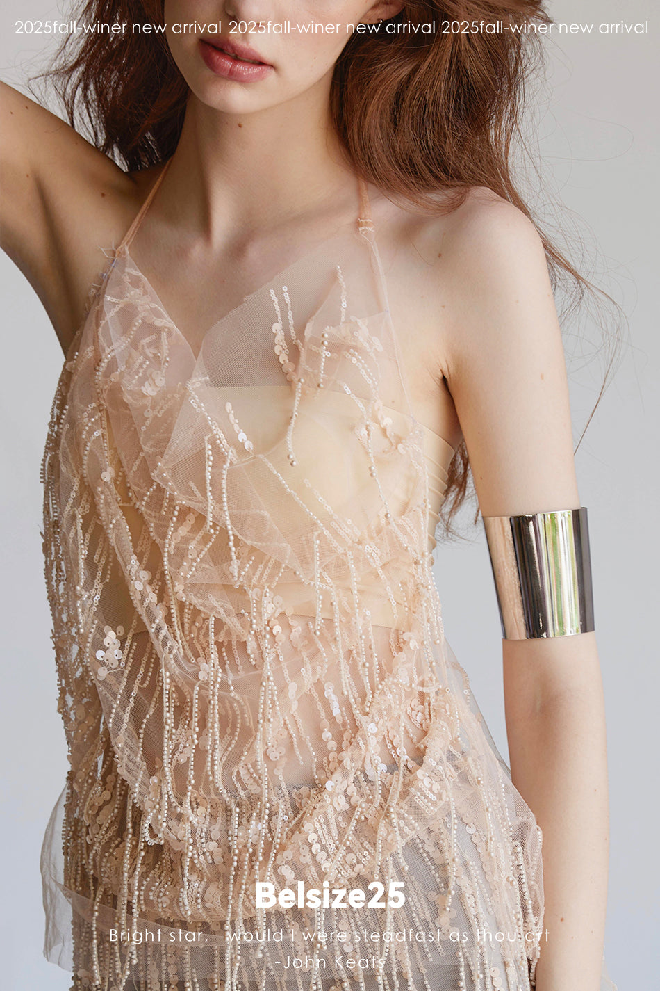 Mayfair Series 2 Sequined beaded tassel mesh cover-up double-layer deconstructed skirt