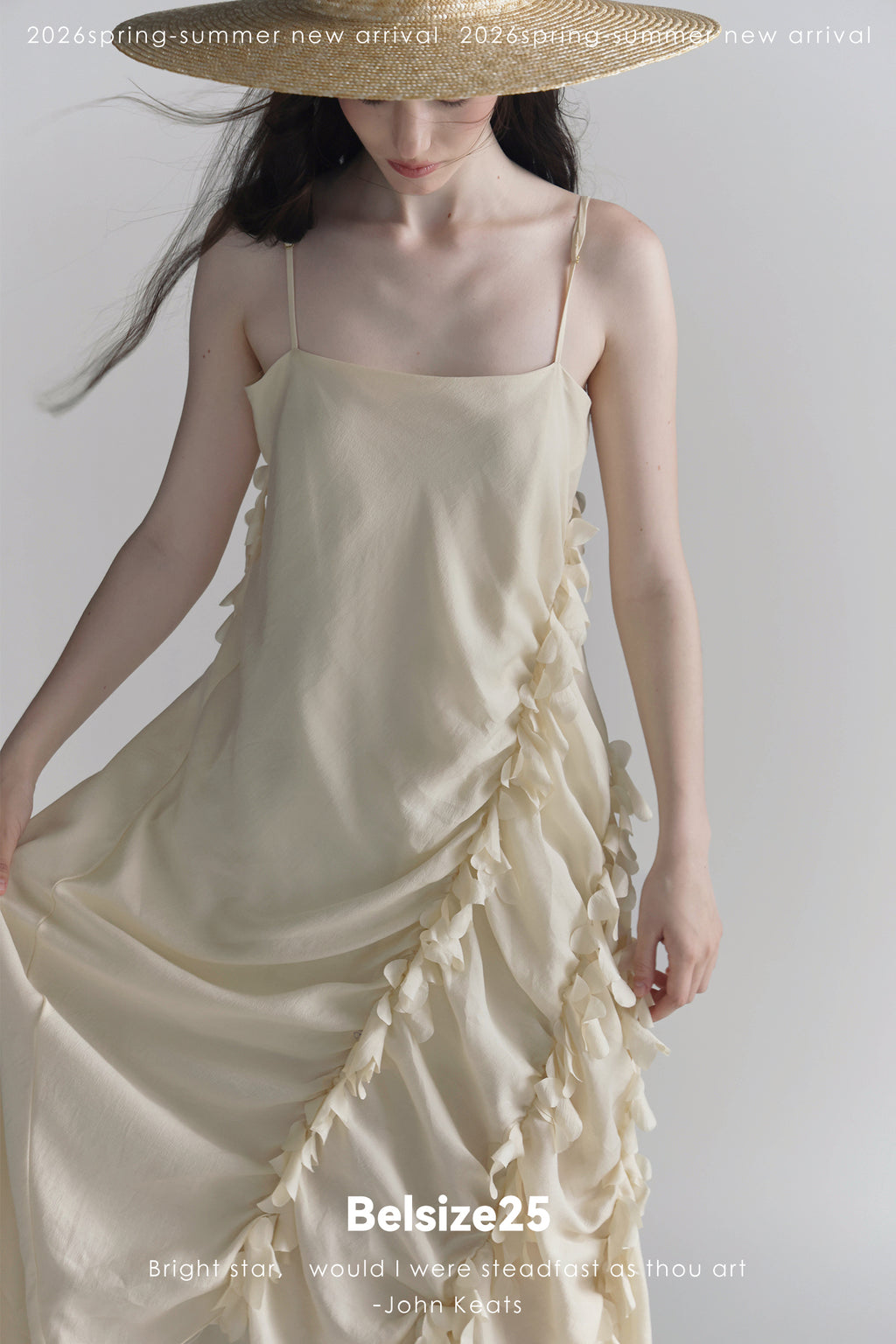 Sea Foam Ruffle Silk Dress