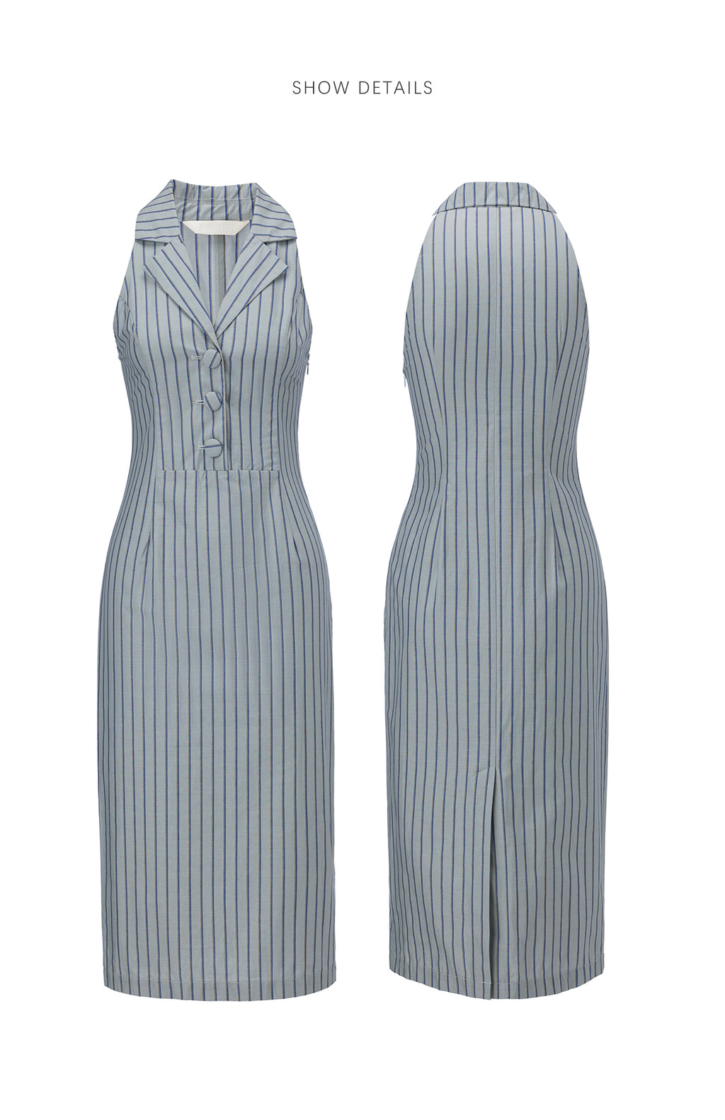 Blue Horizon Striped Tailored Midi Dress