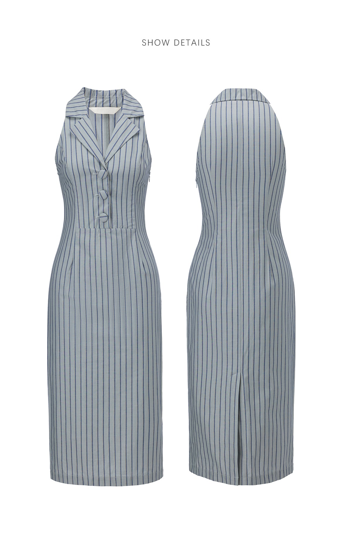 Blue Horizon Striped Tailored Midi Dress