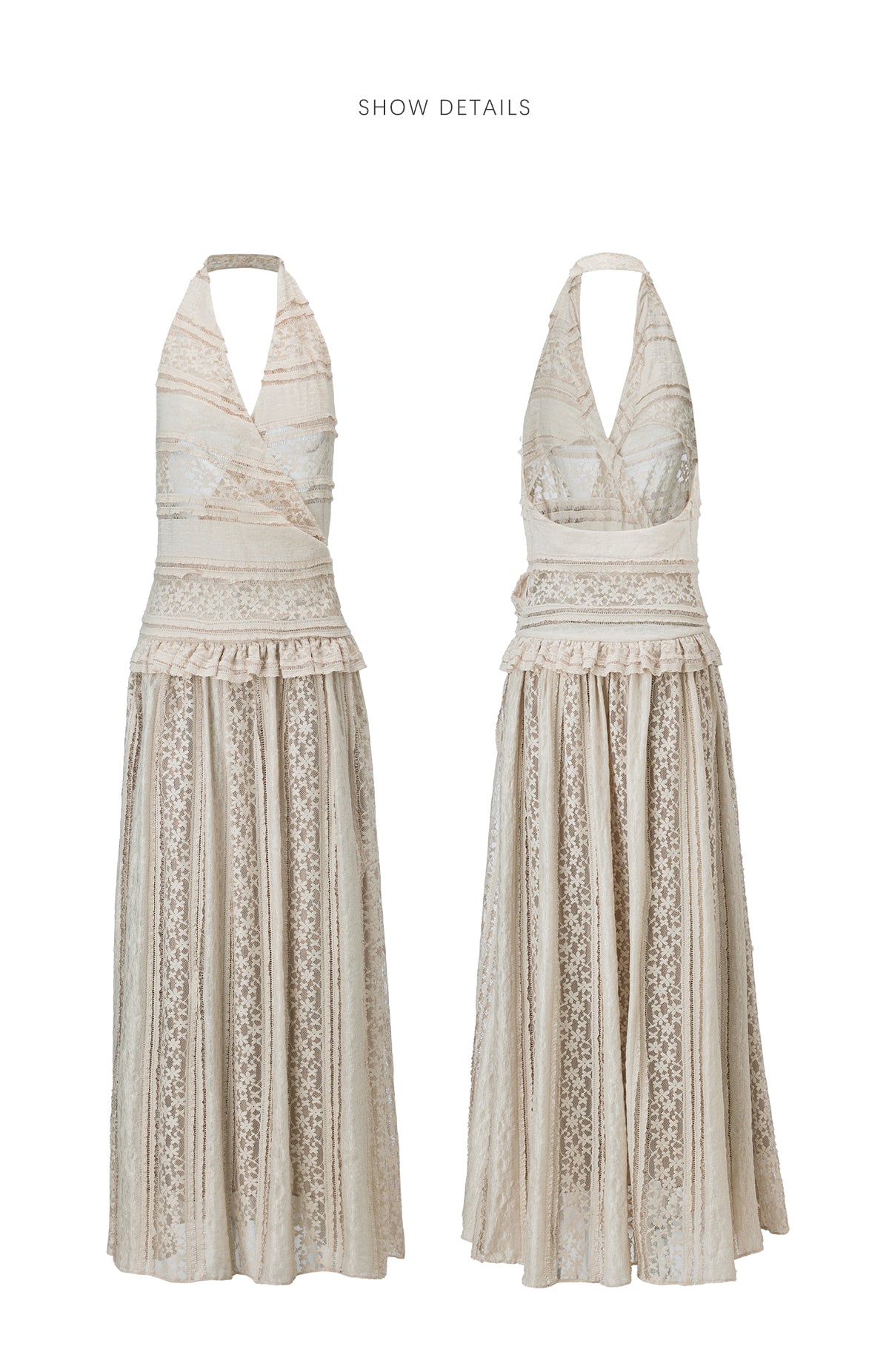 White Sails Lace Halter Maxi Dress