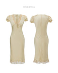 Buttercream Lace Trim Puff Sleeve Midi Dress
