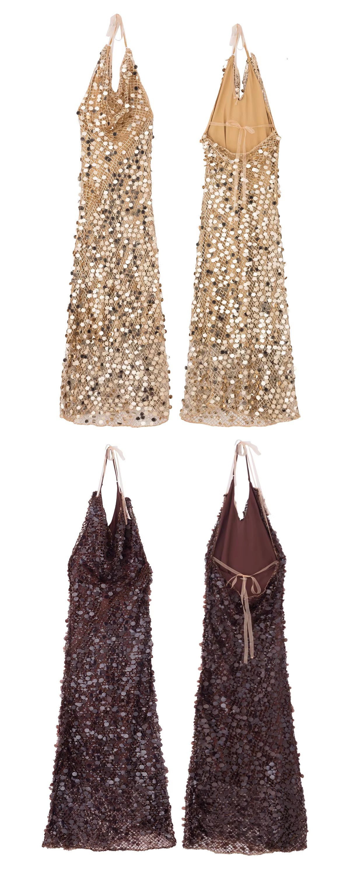 Mayfair Series 2 Heavy-duty mesh sequin halter neck evening gown