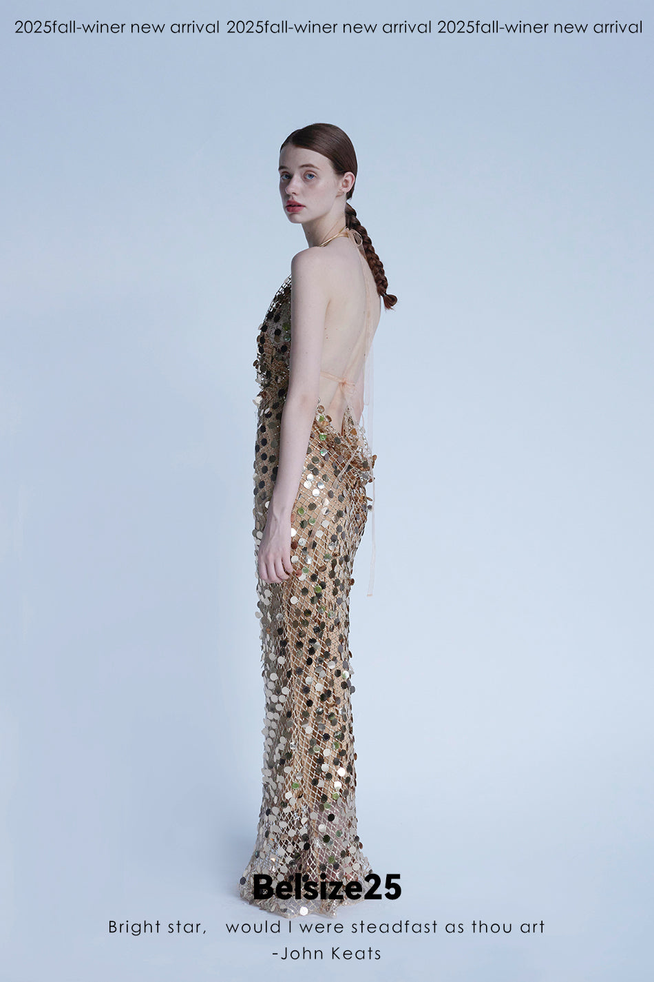 Mayfair Series 2 Heavy-duty mesh sequin halter neck evening gown