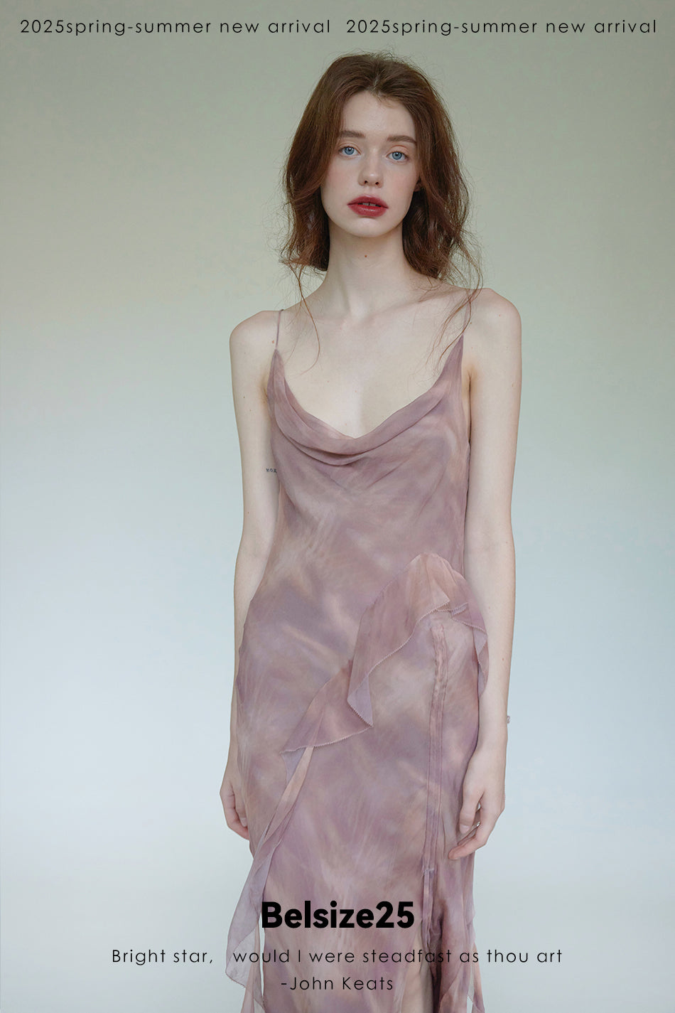 Lumen Printing—Nude Pink Long and short deconstructed slip dress